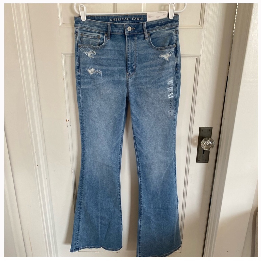 NWT American Eagle Super High Rise Flare size 8 Long.